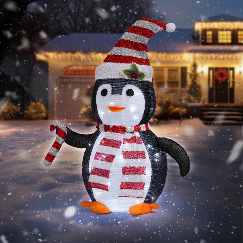 Ophelia Co. Christmas Standing Lighted Penguin Decoration Battery Operated Light Up Christmas Decorations For Porches Lawns Yards Indoor And Outdoor Wayfair